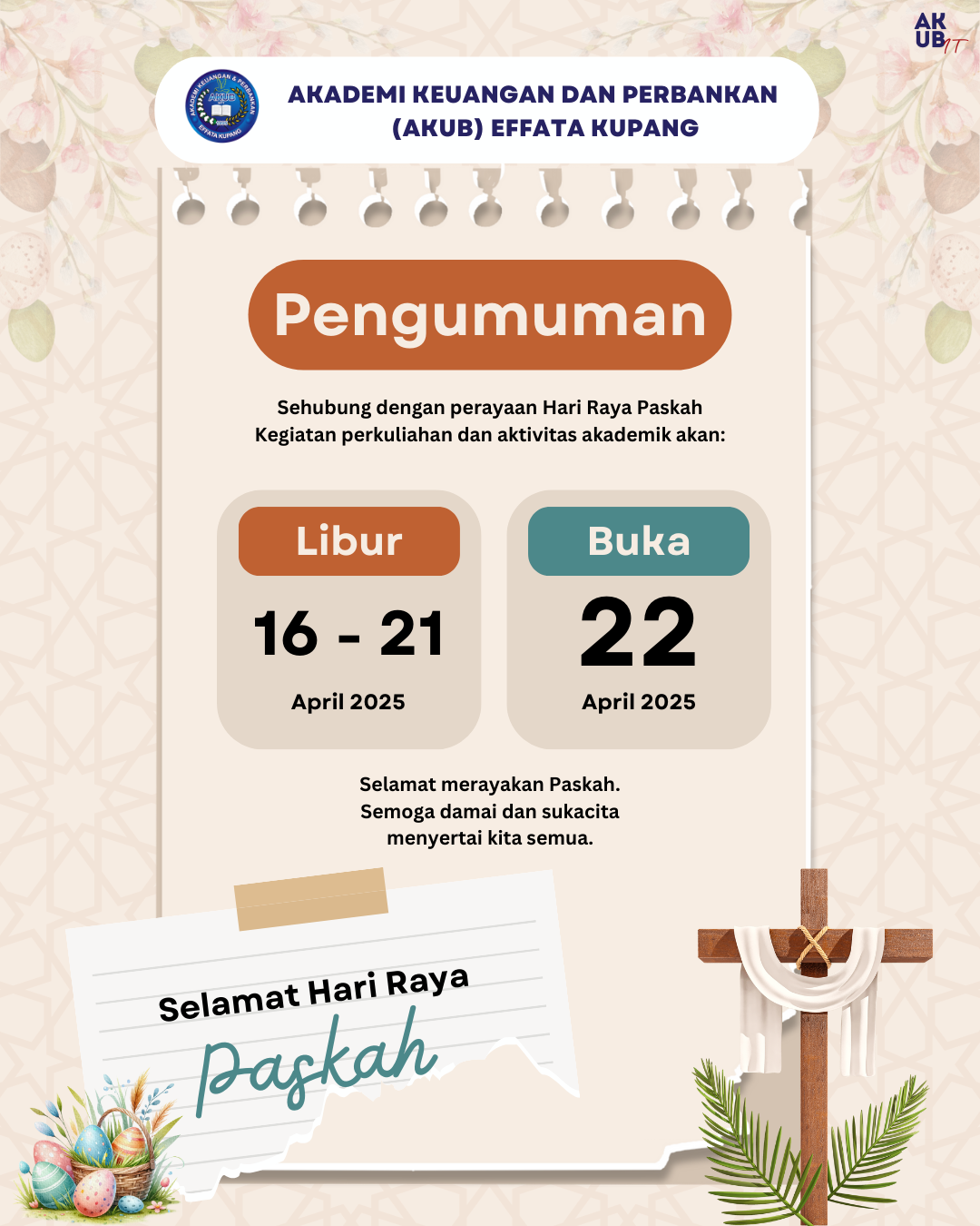 Pengumuman Libur Hari Raya Paskah