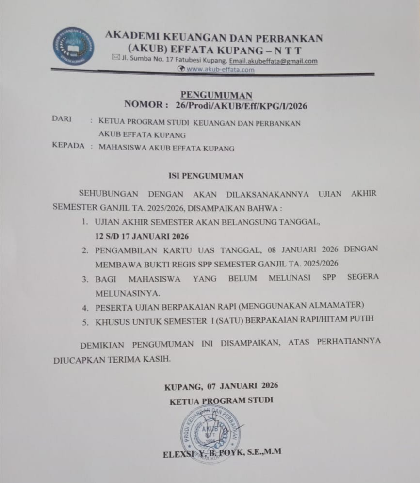 Pengumuman Ujian Akhir Semester